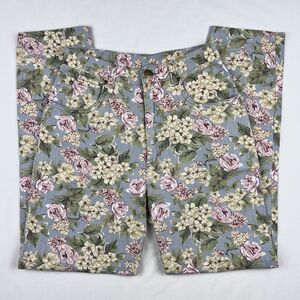 Vintage Newport News 6 Blue Green Pink Floral High Rise Tapered Denim Mom Jeans